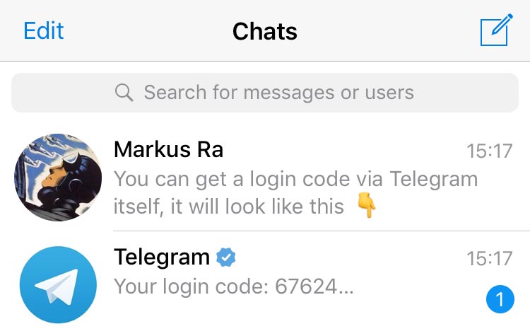 Захист акаунта Telegram — коди підтвердження